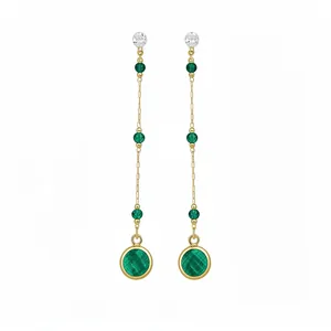 Elegante grüne Glastropfen-Ohrringe im Vintage-Stil mit goldfarbenem Ketten-Detail