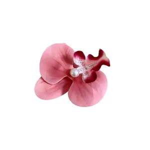 Pince à cheveux orchidée rose élégante avec perle accessoire floral de mode pour femme