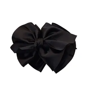 Eleganter schwarzer Satin Schleife Haarklammer für Damen Haarspange Accessoire für Frauen