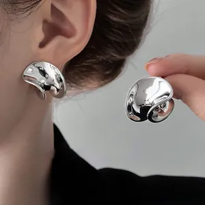Orecchini a Bottone in Metallo a Spirale Minimalista Con Perno in Argento per Donna Gioielli Geometrici Unici di Moda Regalo