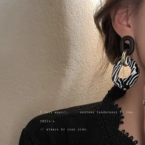 Pendientes Vintage de Acrílico con Rayas de Cebra y Poste de Plata de Ley 925 Pendientes Geométricos Colgantes para Mujer Joyería de Moda