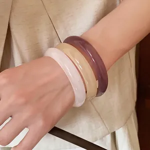 New Chinese Style Resin Bangle Bracelet Minimalist Retro Geometric Round Wristband For Women Fashion Versatile Jewelry