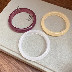 Minimalist New Chinese style resin circular bracelets in purple, yellow, and white