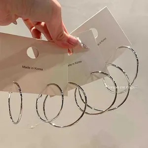 European American Minimalist Alloy Hoop Earrings Fashion Exaggerated Large Round Metal Earrings With Silver Earring Post For Women Jewelry