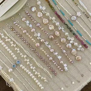 French Vintage Artificial Pearl Bracelet For Women Geometric Elegant Gold Silver Beaded Hand Chain Niche Fashion Jewelry Gift