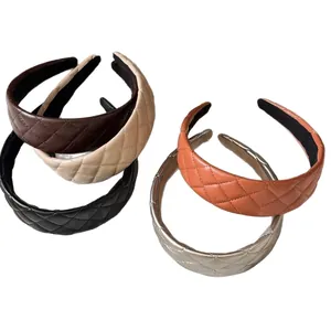 Quilted faux leather headbands in multiple colors for stylish high crown hair look