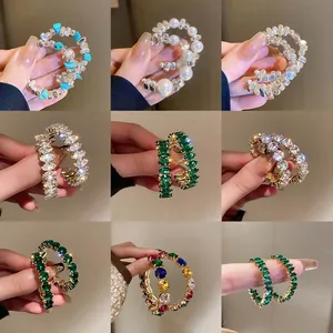 Orecchini Boho in Lega Con Strass a Cuore e Catena Giuntata Per Donna Con Perno in Argento Sterling 925 Perla Artificiale Orecchini a Goccia Geometrici Gioielli