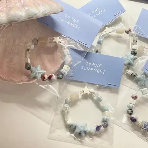 Handmade Colorful Ceramic Beaded Bracelet For Women Sweet Dopamine Style Heart Starfish Elephant Pendant Bracelet Jewelry Gift