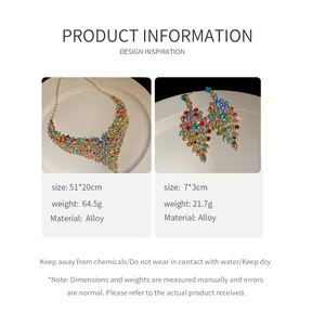 Detailed product specifications for vintage colorful leaf tassel necklace and earring set