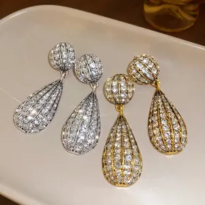 Lussuosi Orecchini a Goccia Ovali in Lega con Strass Con Perno in Argento Sterling 925 per Donna Gioielli di Moda Accessori