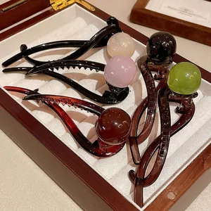 Korean Style Round Resin Hair Clip Minimalist Fashion Duckbill Clip Luxury Elegant Women Hair Accessory Geometric Resin Jewelry