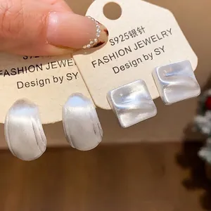 Orecchini a Bottone Quadrati Minimalisti Con Perno in Argento Sterling 925 Opaco Geometrico Lega Spazzolato Orecchini Gioielli Donna