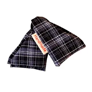 Handmade fabric plaid triangle hair claw clip for elegant hairstyling on white background