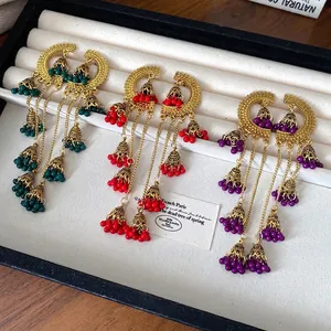Ethnic Style Geometric Bell Tassel Drop Earrings Vintage Palace Retro Alloy Jewelry With Silver Earring Post For Women
