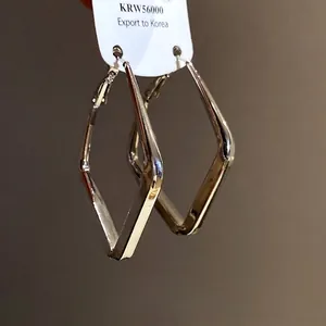 Orecchini a cerchio geometrici romboidali in argento da donna, gioielli alla moda