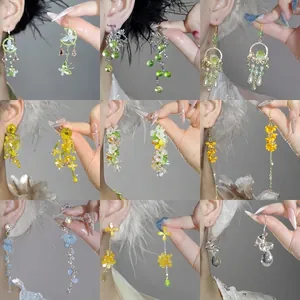 Forest Shell Flower Multilayer Tassel Earrings With Silver Earring Post Fresh Sweet Drop Earrings For Women Jewelry Accessory