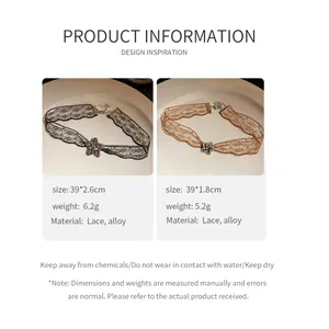 Detailed product information for retro lace rhinestone star and square choker necklaces