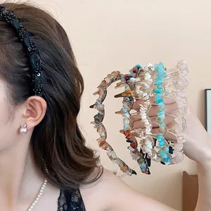 Retro Irregular Acrylic Gravel Headband For Women Fashion High Cranial Top Hair Hoop Temperament Niche Design Hair Accessory
