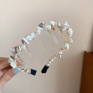 Vintage style acrylic headband with irregular crushed stones for an elegant high top look