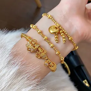 Elegant gold-plated bracelet set for women with fortune lock charm in New Chinese style