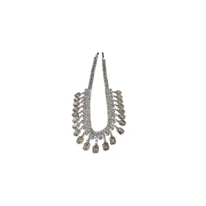 Elegant statement bib necklace featuring large square rhinestone geometric drops