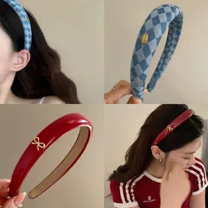 Korean Retro Plaid Bow Headband High Skull Top Simple Versatile Hairband Ins Style Elegant Hair Accessories For Women Hair Hoop Headwear