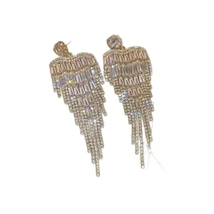 Orecchini vintage a nappa geometrici in stile palazzo con cristalli brillanti di lusso