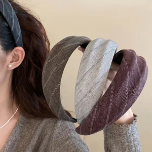 Elegant fabric striped wide headband with vintage chevron pattern hair accessories