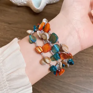 Bohemian Multilayer Stainless Steel Bracelet For Women Irregular Natural Shell Adjustable Chain Retro Fashion Jewelry