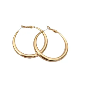 Minimalist gold plated thick hoop earrings with S925 silver needle for elegant women fashion