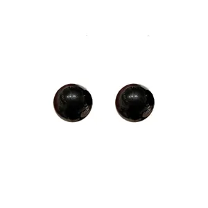 Oversized glossy black round pearl stud earrings with silver needles fashion jewelry