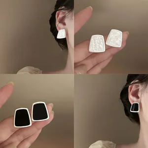Minimalist Geometric Trapezoid Resin Stud Earrings Korean Style Niche Design Steel Post Fashion Jewelry For Women