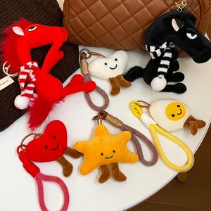 Colorful plush horse doll and cute cartoon character charms for school bags and keychains
