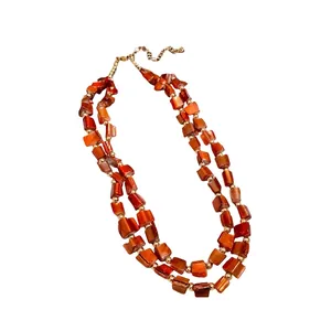 Bohemian vintage irregular double-layered shell necklace with gold beads for women