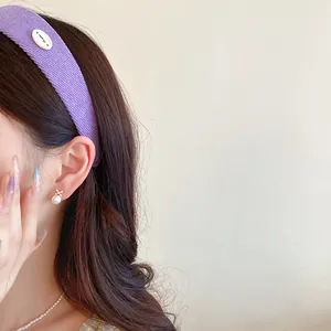 Cerchietto per capelli in tessuto viola testurizzato, stile coreano elegante e chic