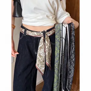 Bohemian printed fabric scarf belt used as a stylish waist chain accessory for women