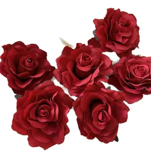 Set of 6 elegant red artificial rose flower hair clips for women's hair accessories