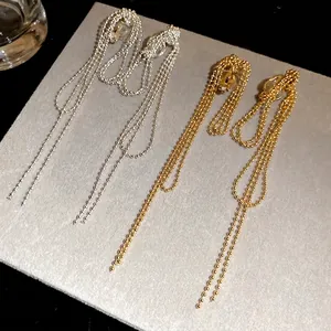 18k gold and silver plated knotted tassel clip-on earrings in minimalist retro style