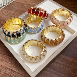 Elegant French style acrylic geometric elastic bracelets in multiple vibrant colors