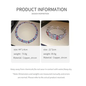 Detailed specifications and materials for the sparkling zircon court style jewelry set