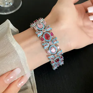 Close-up detail of a vintage luxury palace style wide bracelet with sparkling zirconia