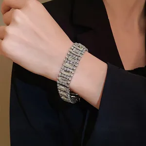 Sparkling multi-row geometric rhinestone bracelet for elegant formal evening wear