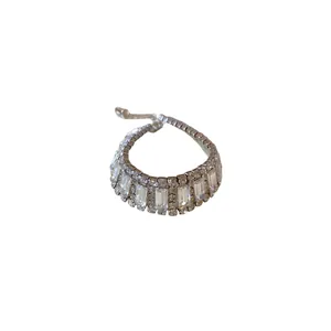 Elegant silver rhinestone geometric choker necklace for women gala dress accessories