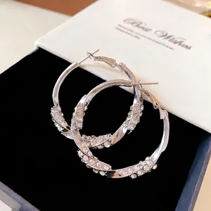 Orecchini a cerchio intrecciati argento con strass scintillanti in confezione regalo