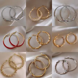 Luxury Copper Zirconia Hoop Earrings For Women 925 Sterling Silver Earring Post Twisted Geometric Gold Silver Fashion Jewelry