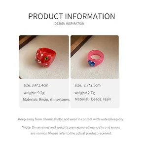 Product detail showing size and material specifications for dopamine resin rings