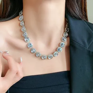 Elegant luxury geometric rhinestone necklace for women fashion collar chain detail view