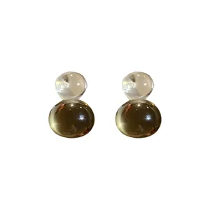 Elegant resin jelly-colored gourd stud earrings with silver needles for modern women