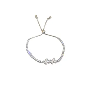 Adjustable silver bracelet featuring a zircon butterfly design for a niche, luxury look