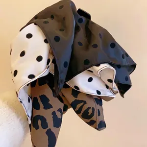 Elegant polka dot and leopard print fabric covered acrylic hair claw clip for women